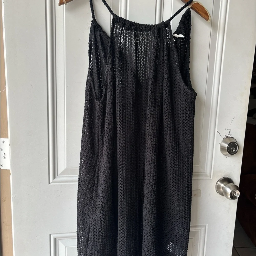 C&C California Black Crochet Swim Coverup